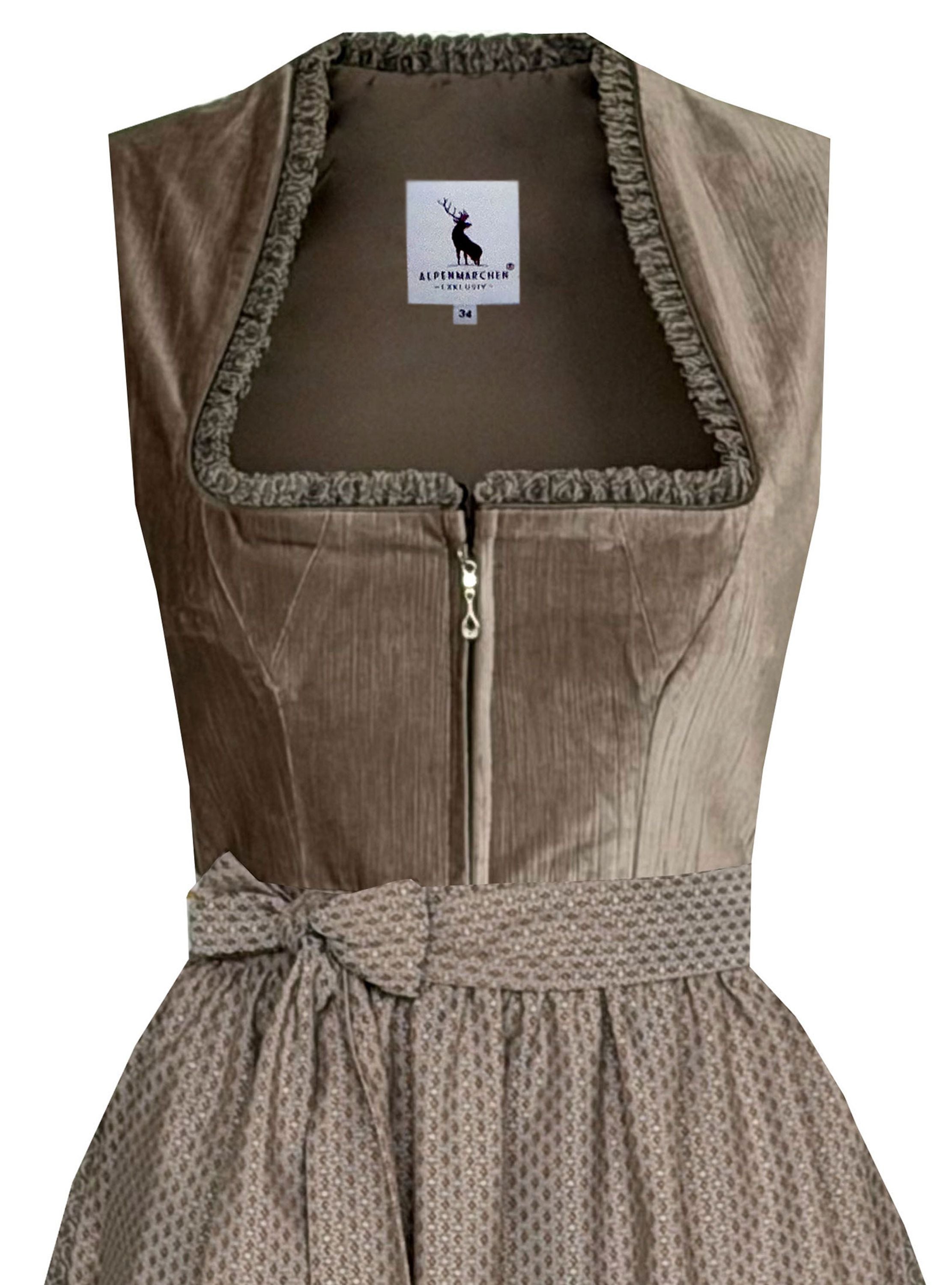 Langes Dirndl Morgane in braun - ALM1077