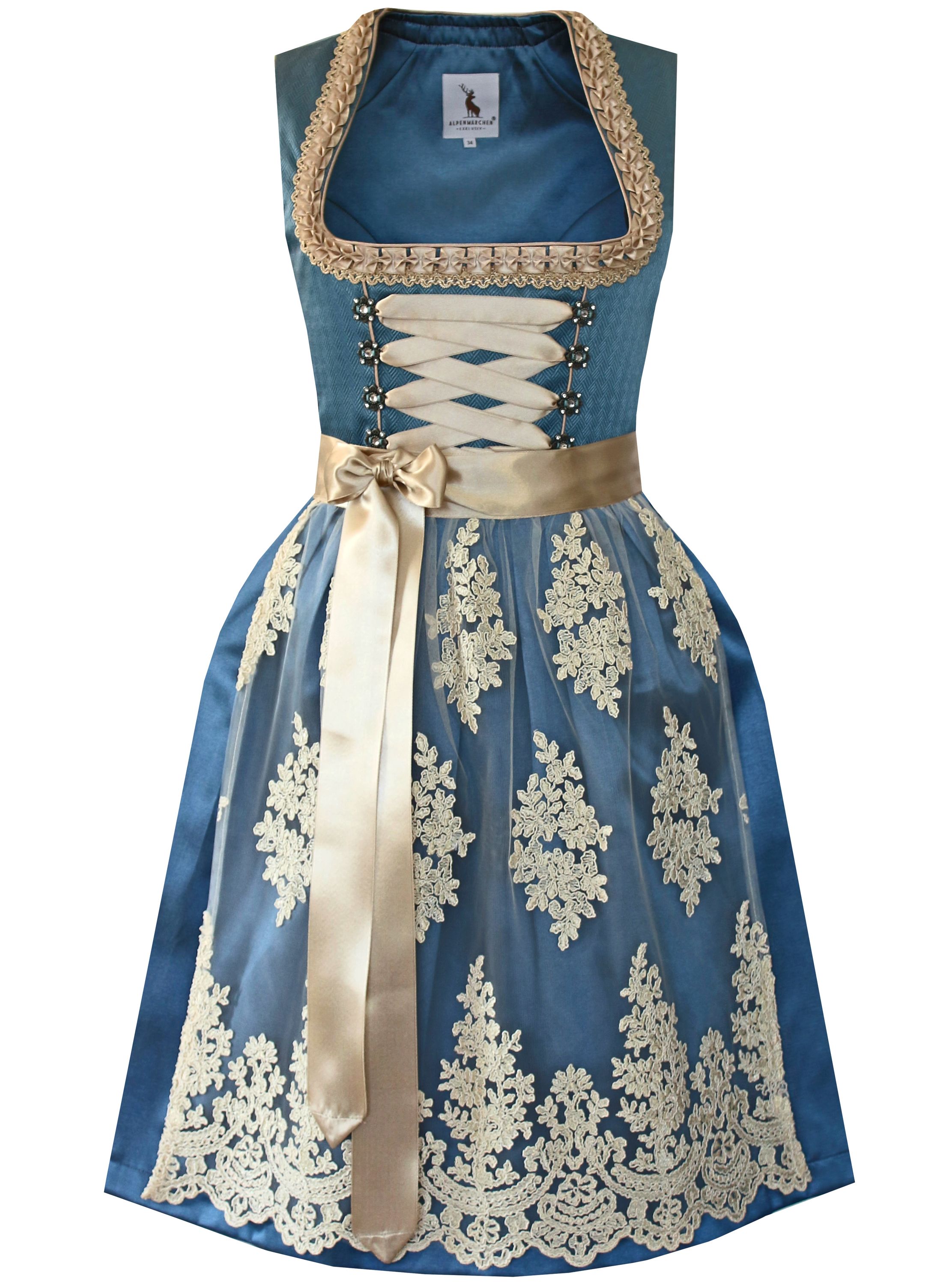 Dirndl Clara in Blau und Creme - ALM808