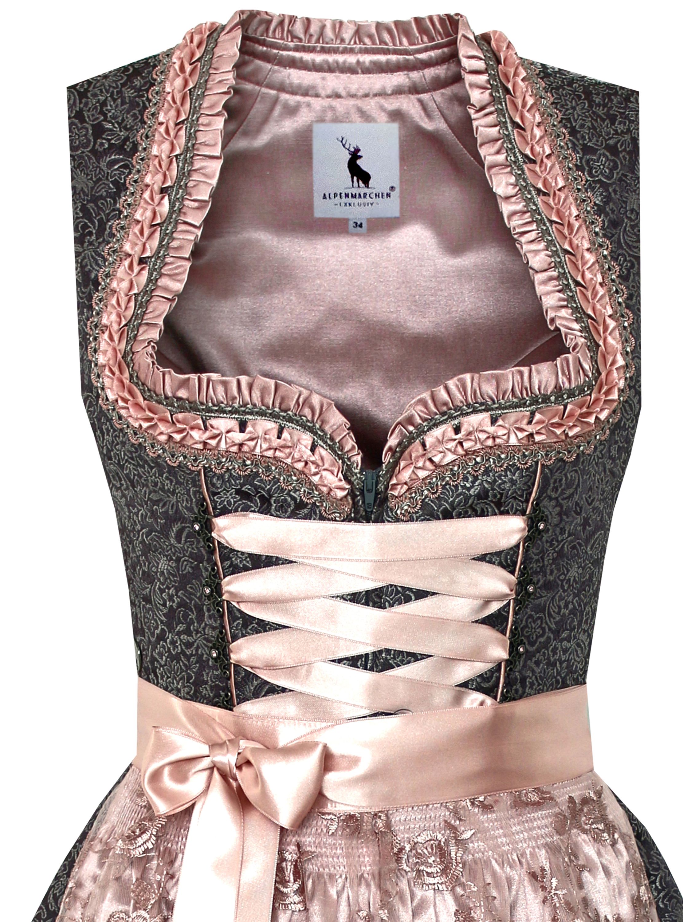 Dirndl Juna in grau und rosa - ALM905
