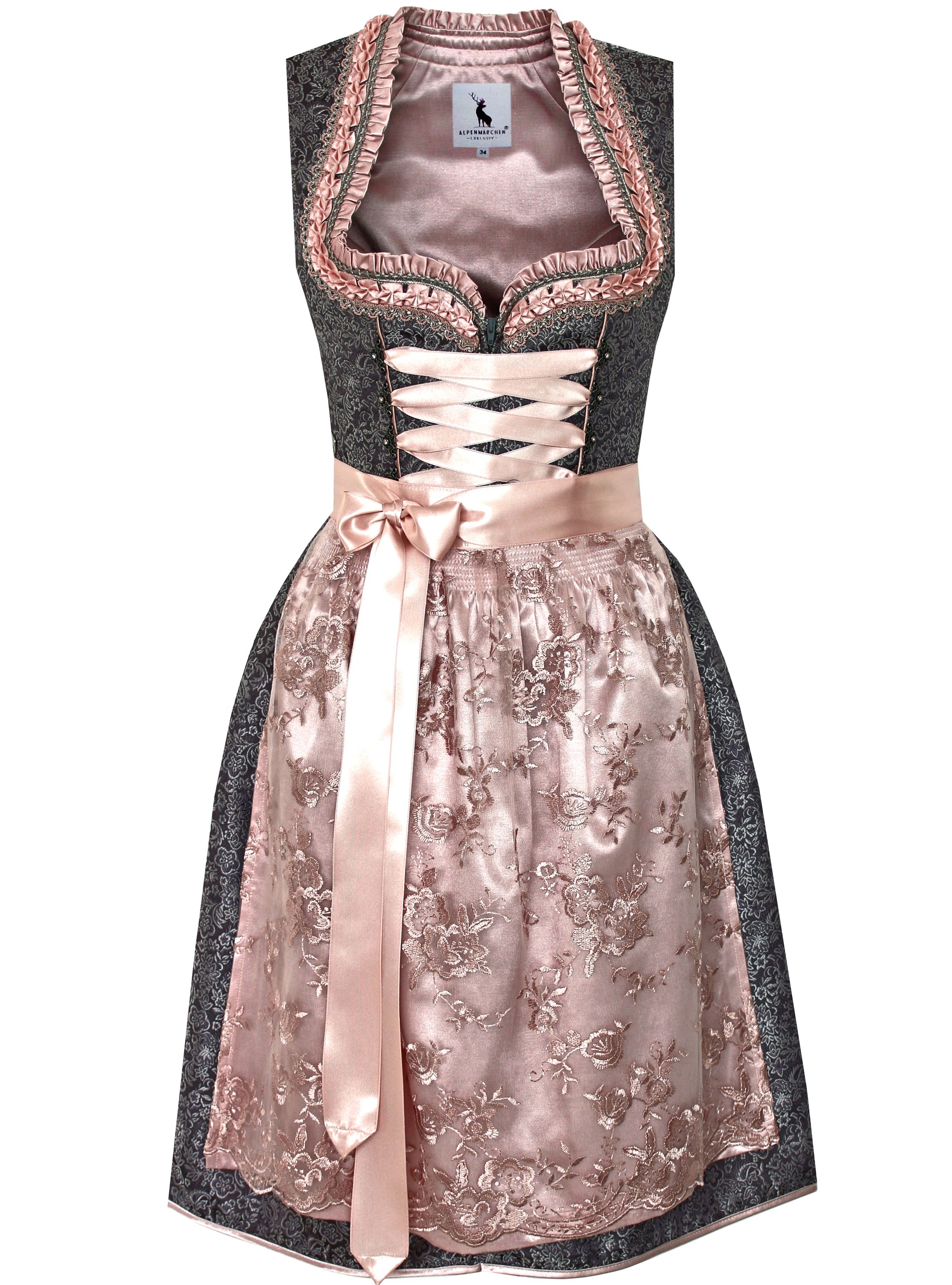 Dirndl Juna in grau und rosa - ALM905