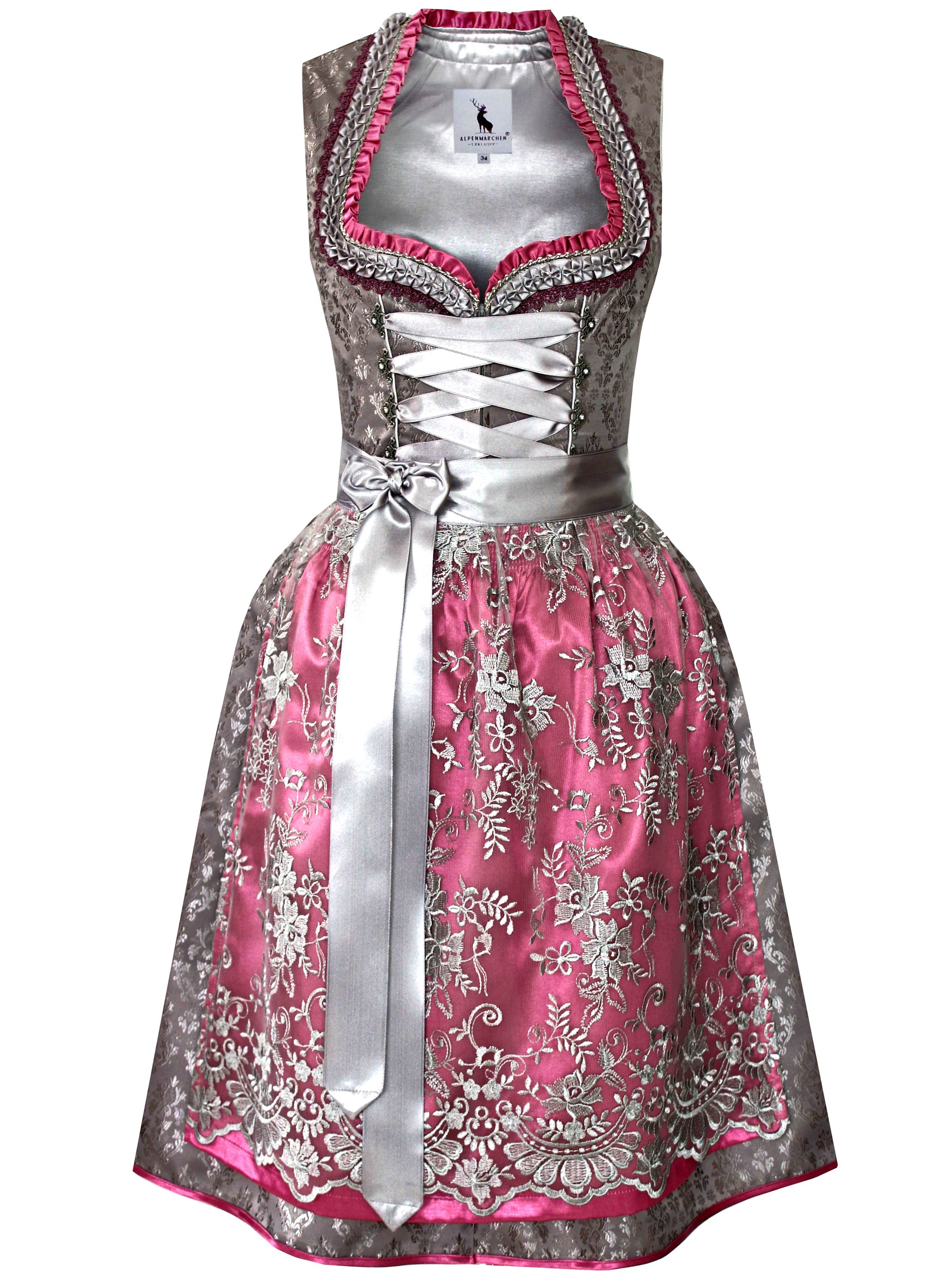 Dirndl Tabea in grau und pink - ALM906
