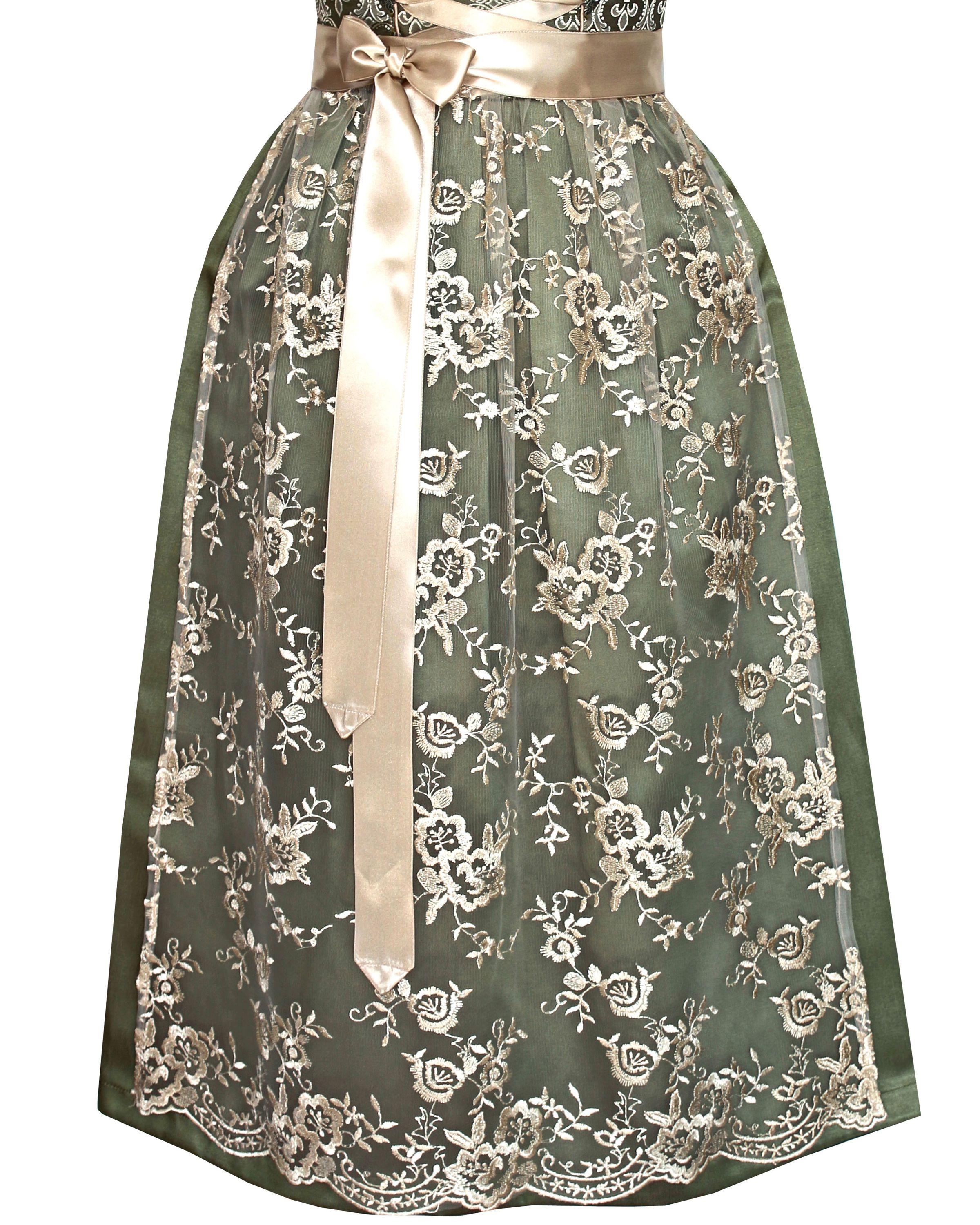 Langes Dirndl Thea in grün und creme - ALM913