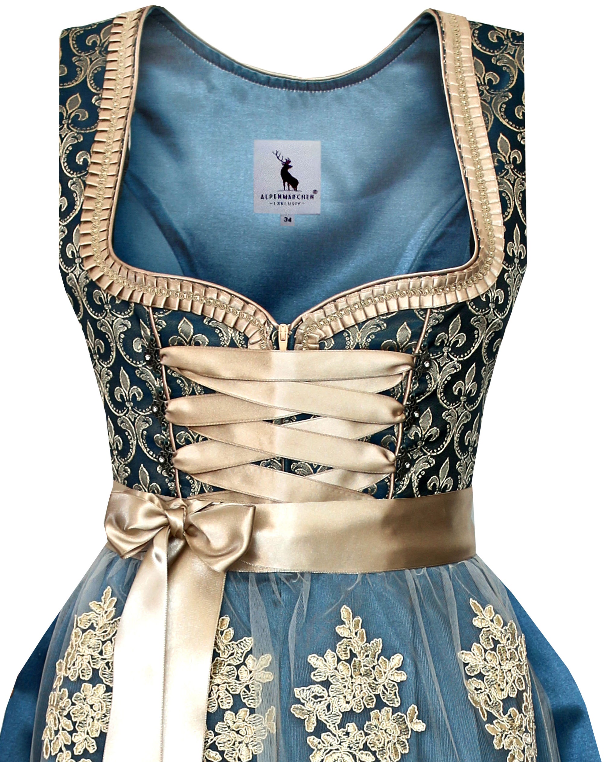 Dirndl Livia in Creme und Blau - ALM916