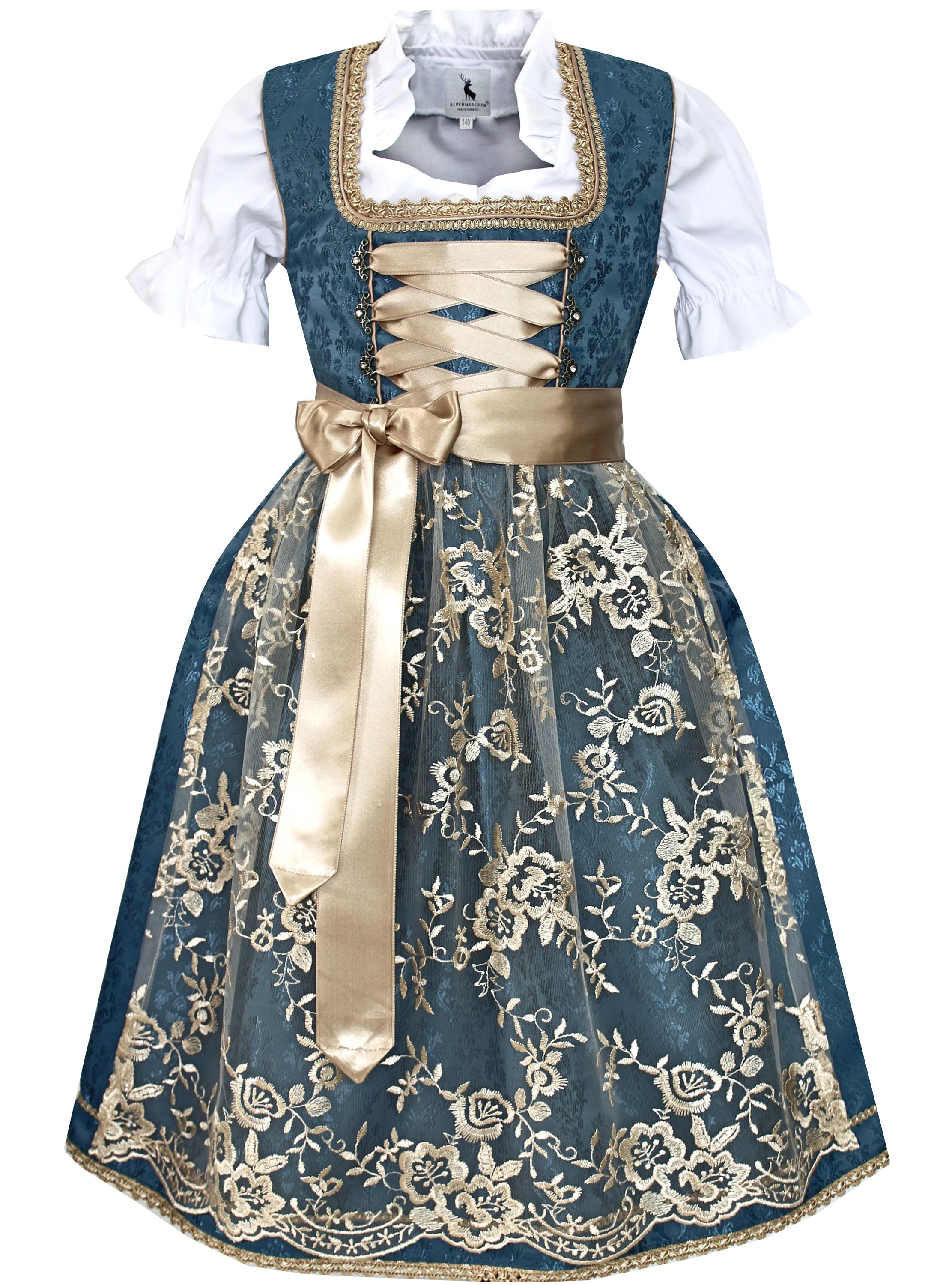 Alpenmärchen Kinderdirndl aus exklusiver Kollektion inkl. Schürze und Bluse - ALM-K921