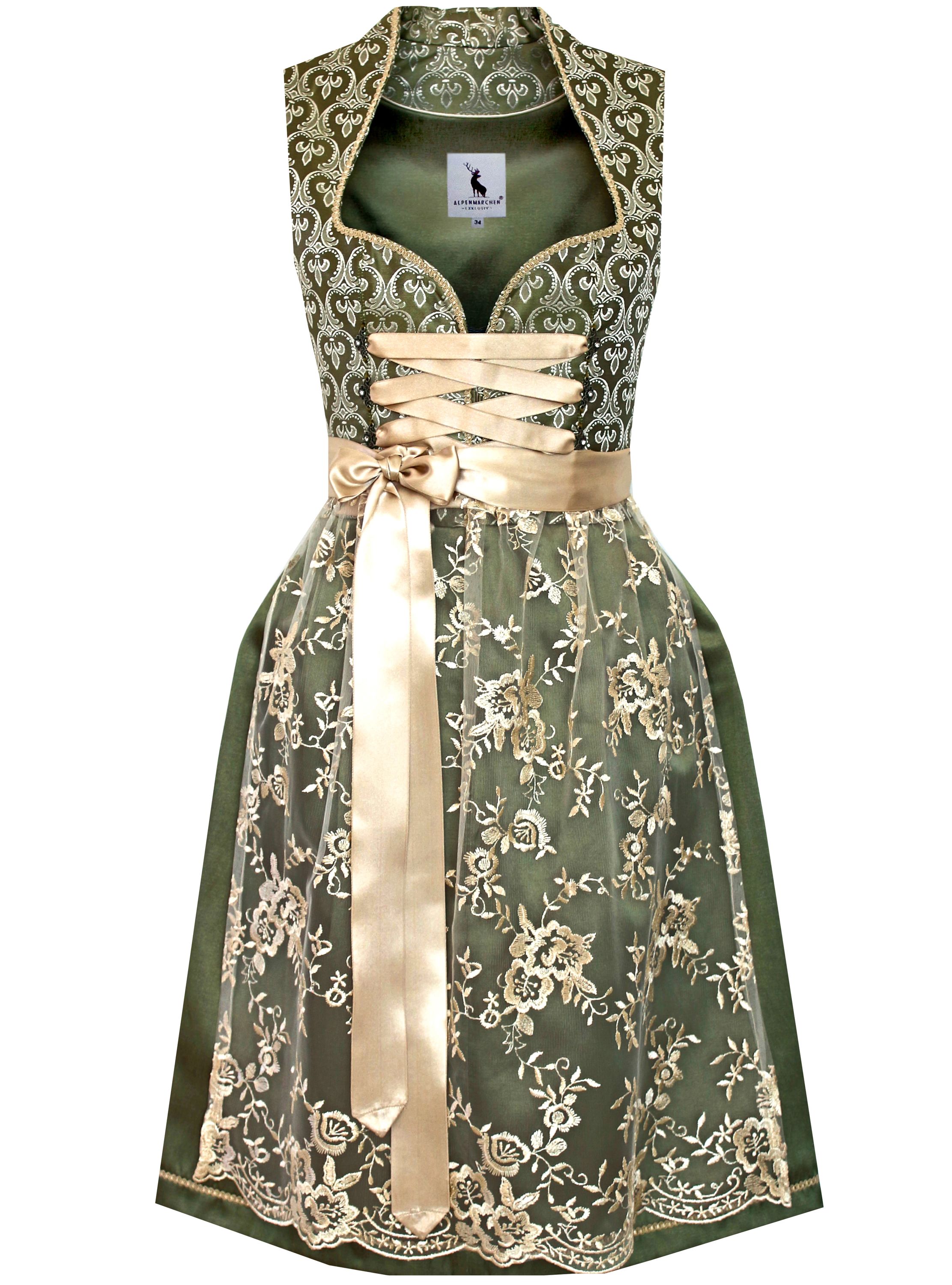 Dirndl Liesl in Grün und Creme - ALM922