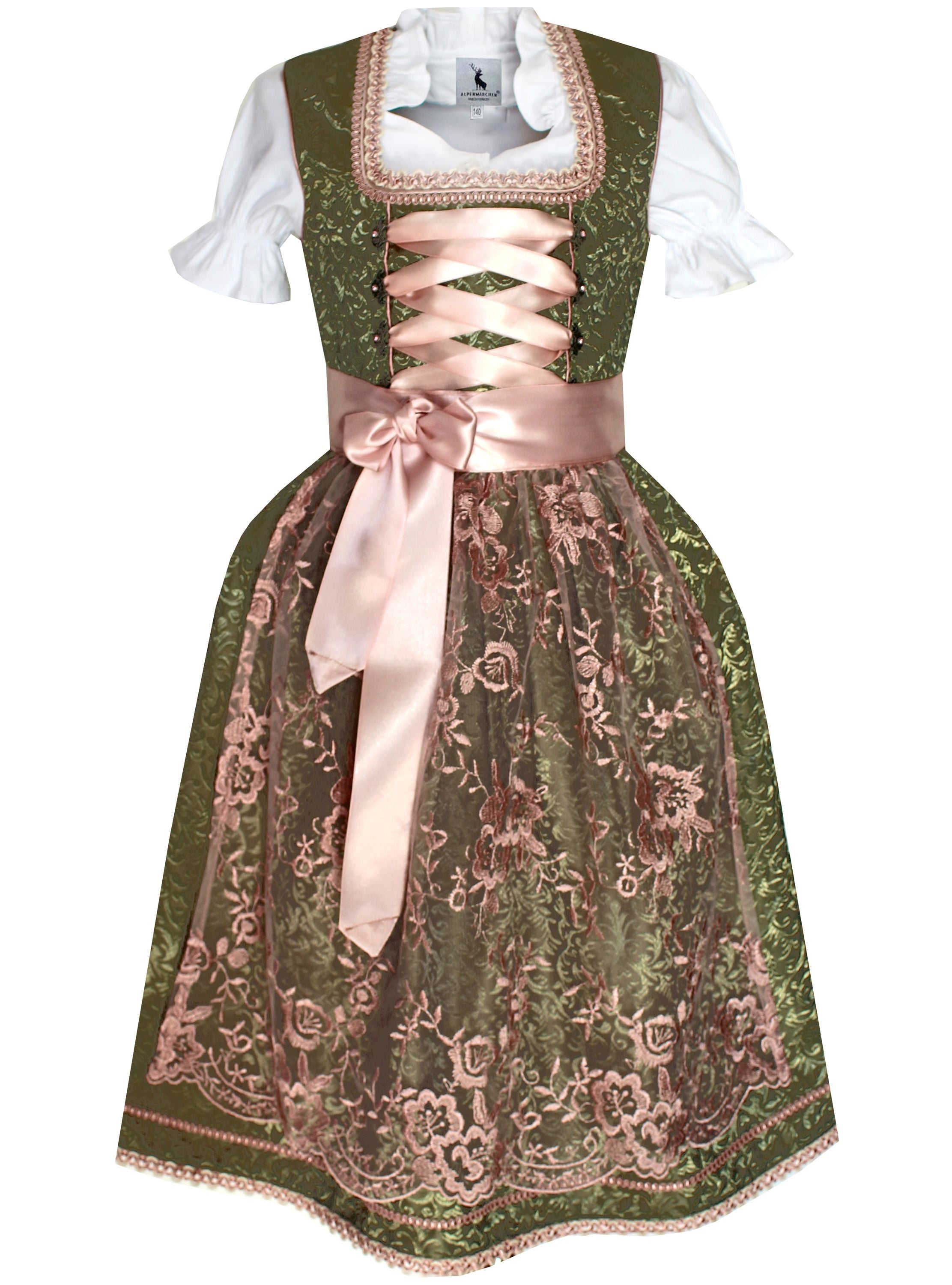 Alpenmärchen Kinderdirndl aus exklusiver Kollektion inkl. Schürze und Bluse - ALM-K948