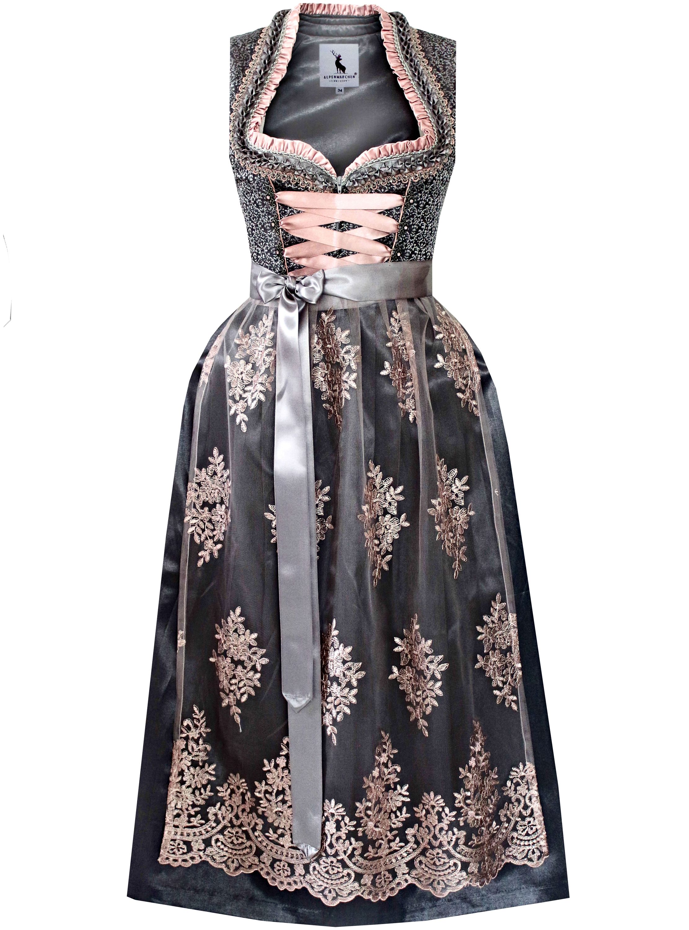 Langes Dirndl Freya in schwarz - ALM985