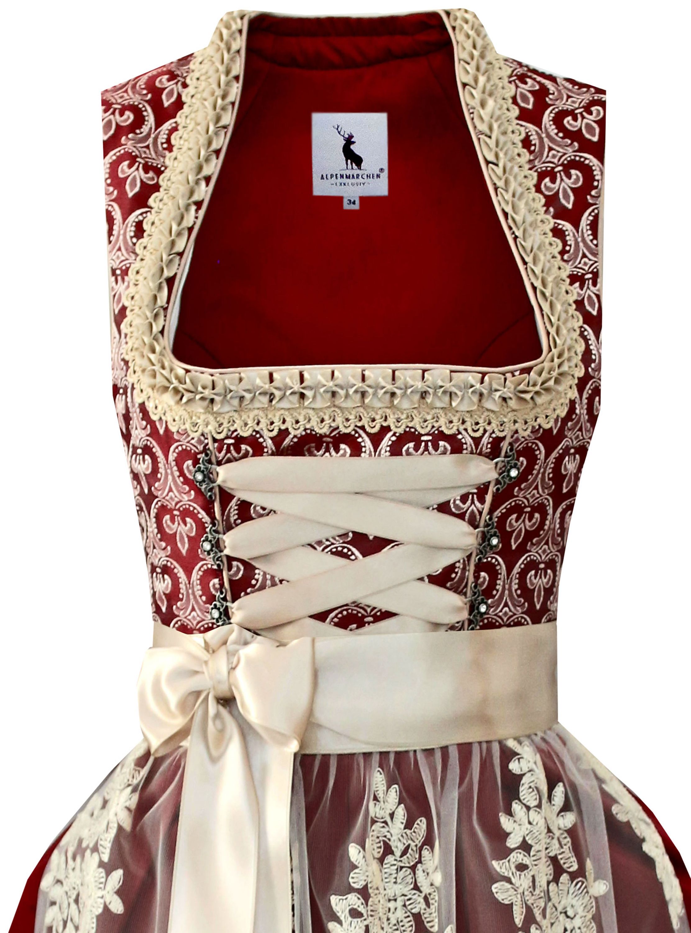 Langes Dirndl Thea in rot  - ALM987