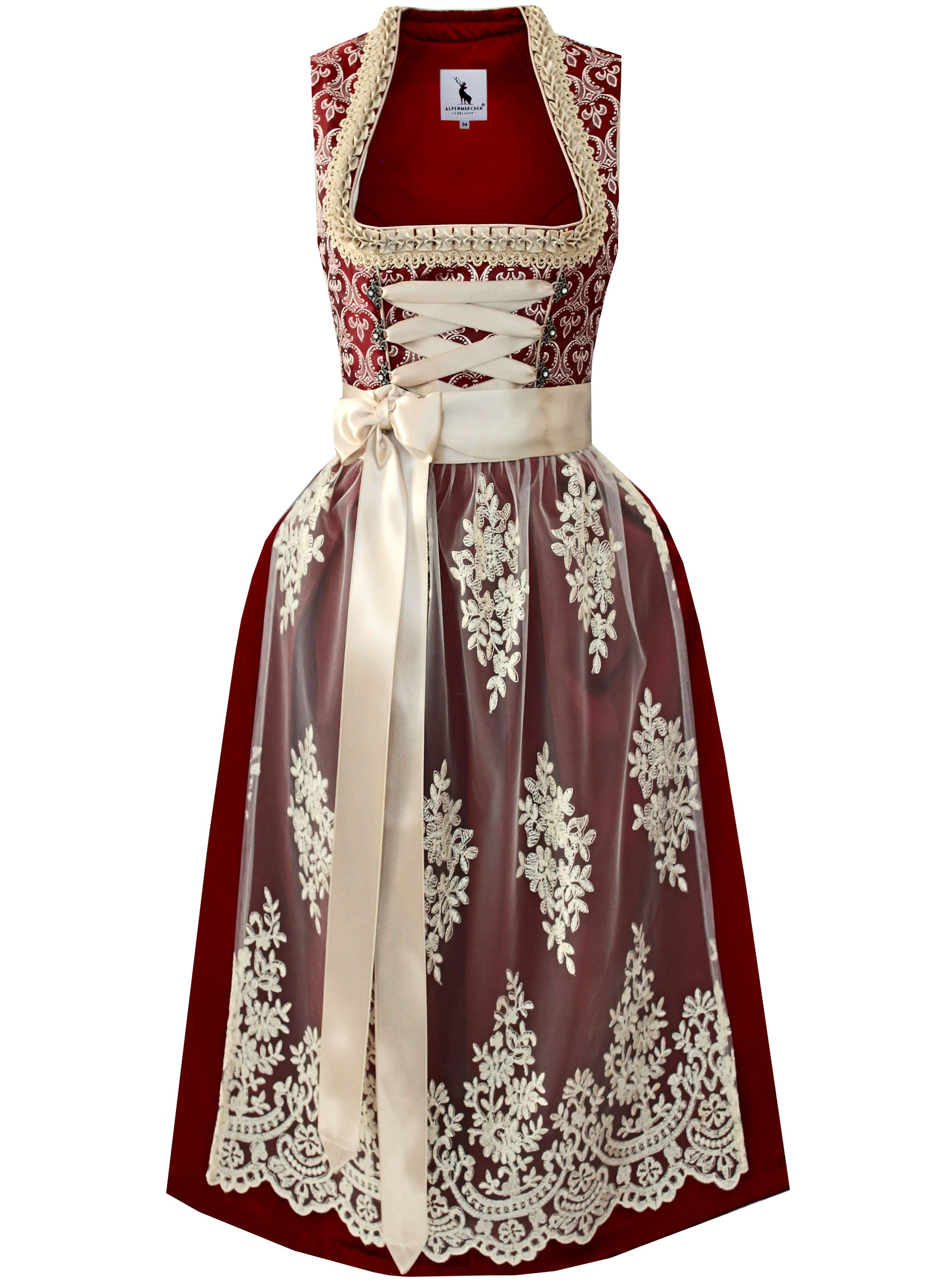 Langes Dirndl Thea in rot  - ALM987