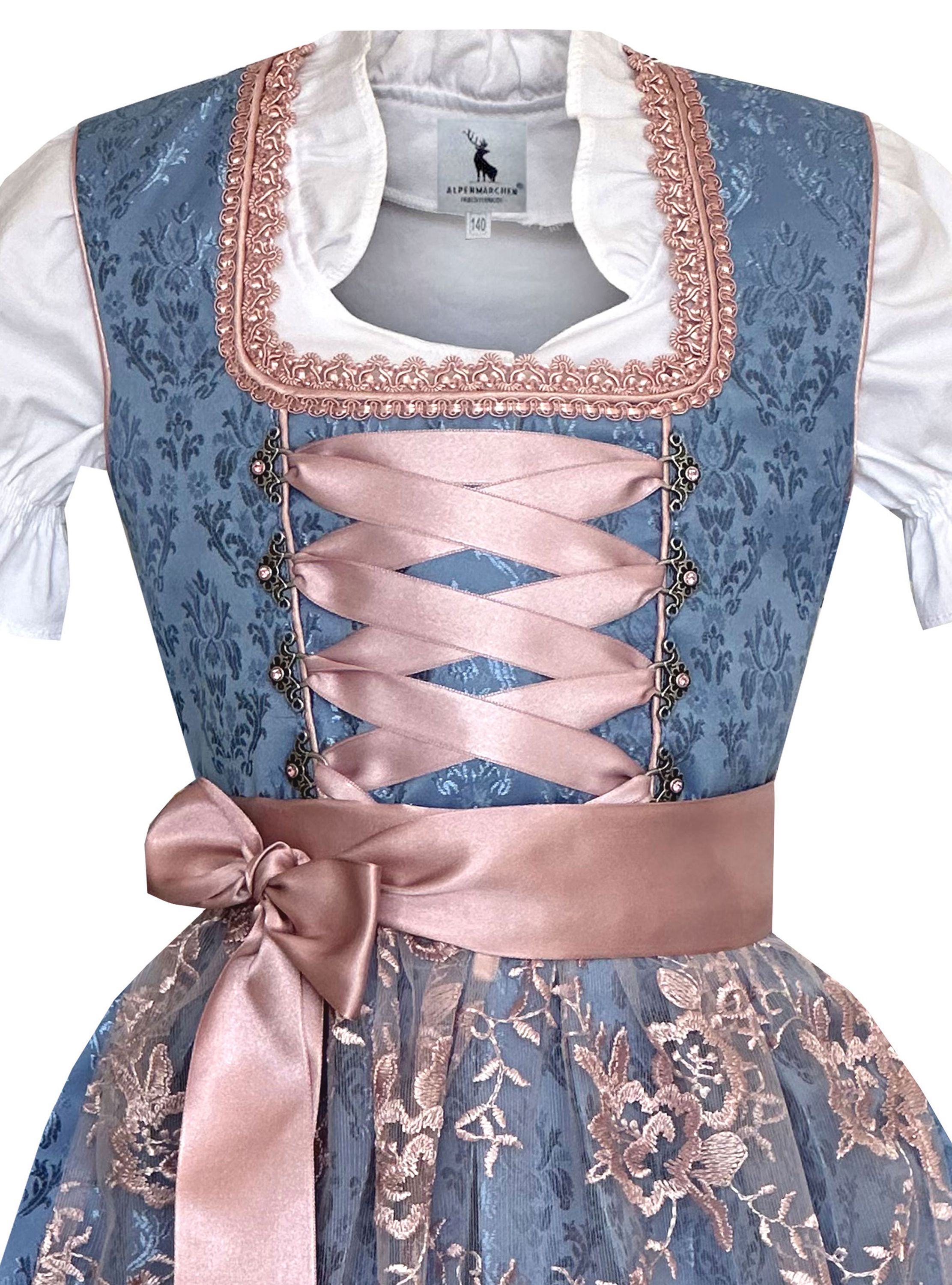 Kinderdirndl Elaine in blau - ALM-K1046