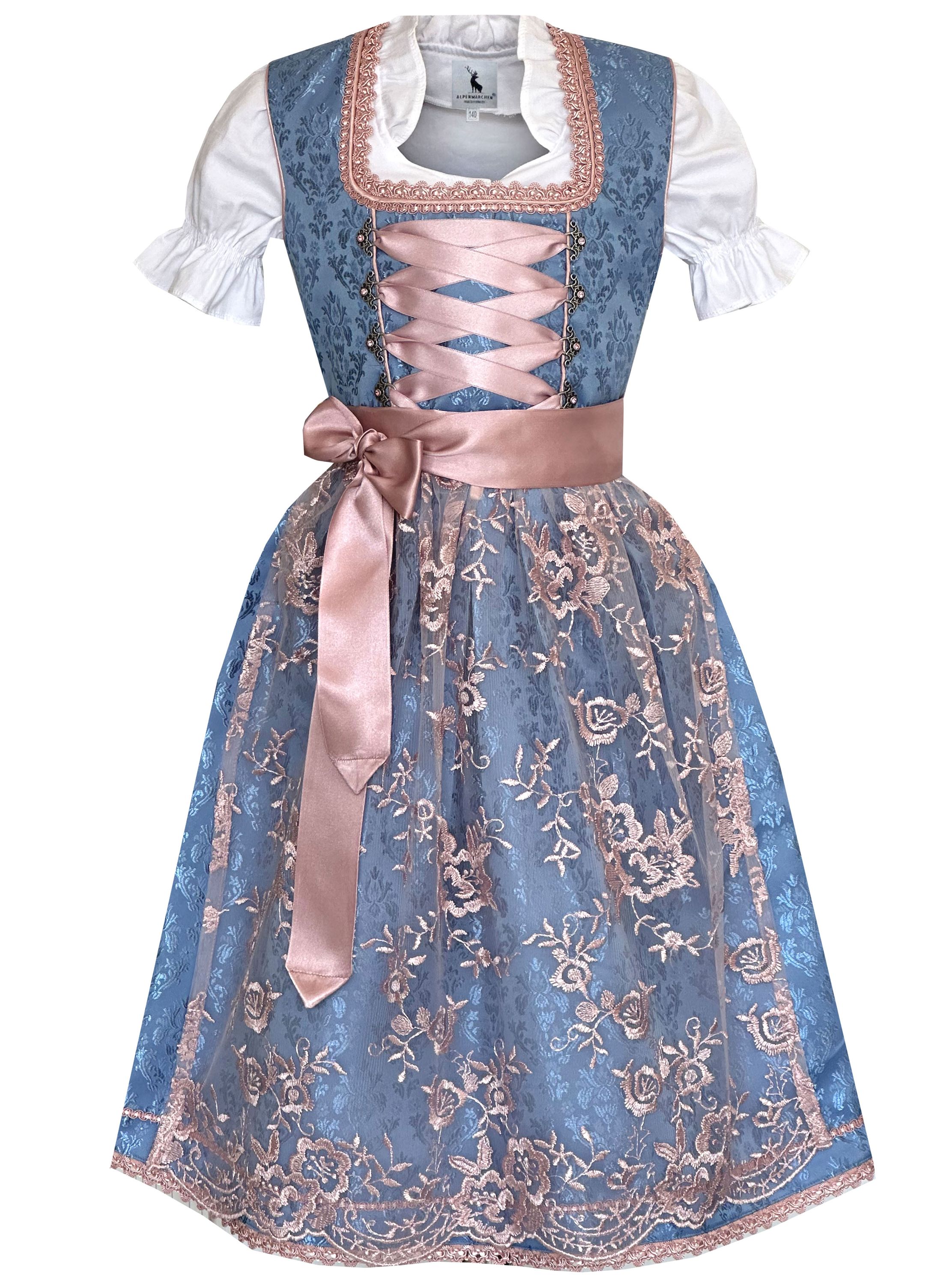 Kinderdirndl Elaine in blau - ALM-K1046
