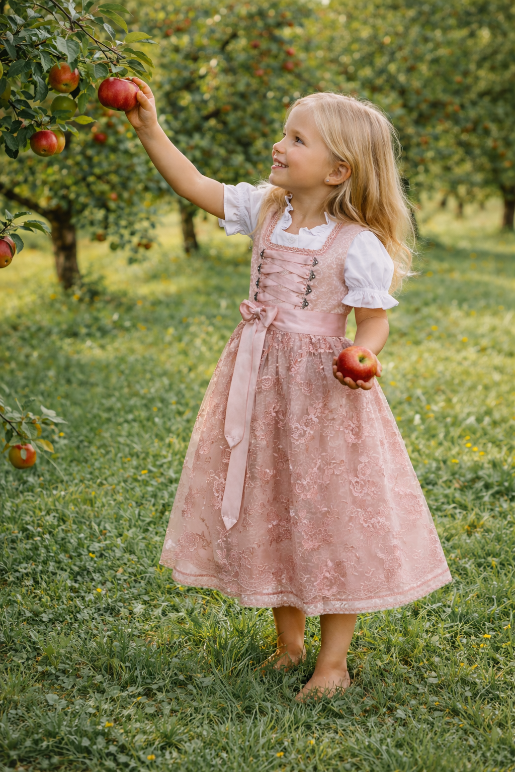 Kinderdirndl Fee in Hellrosa - ALM-K565