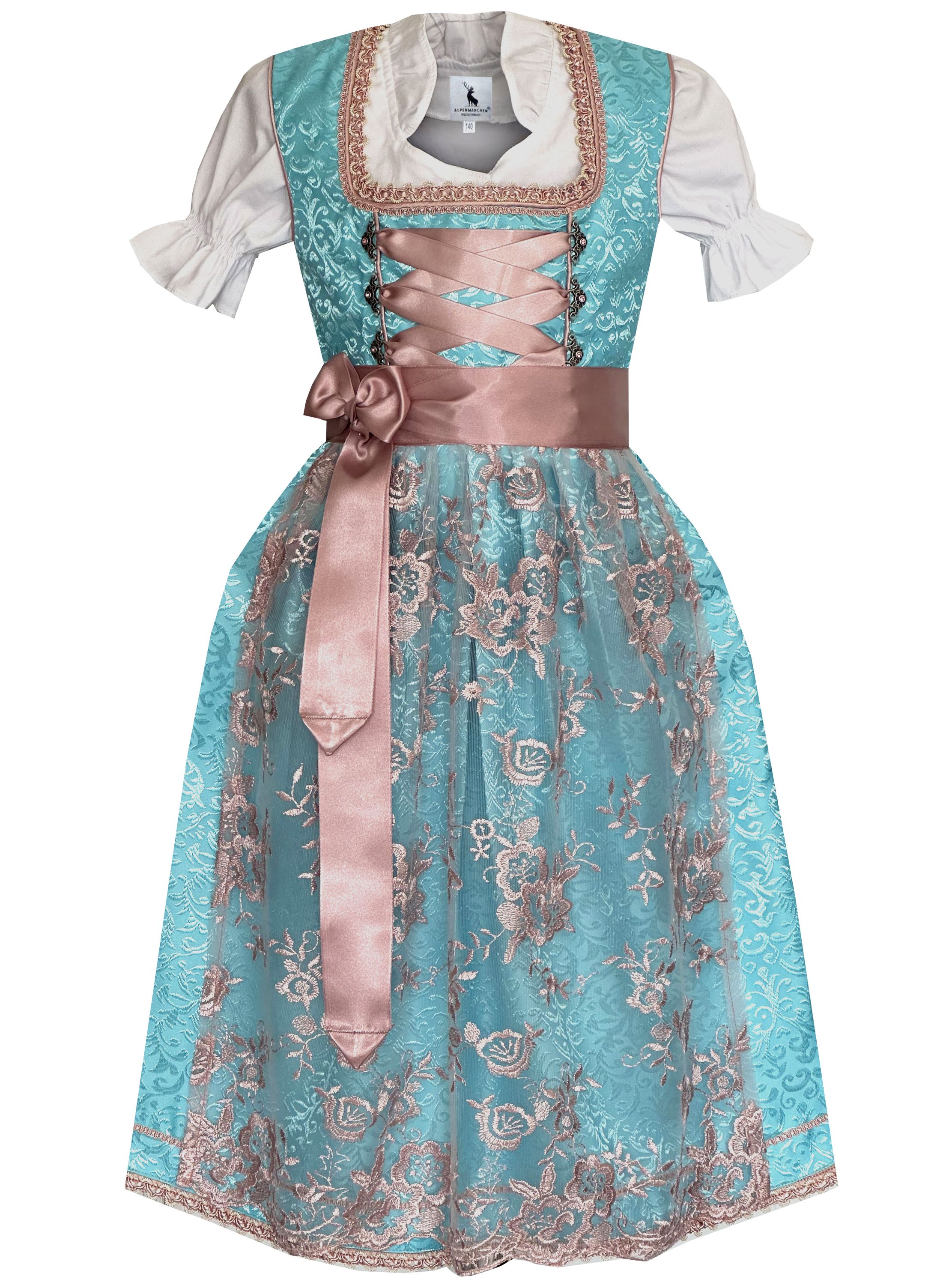 Kinderdirndl Elaine in Türkis  - ALM-K761