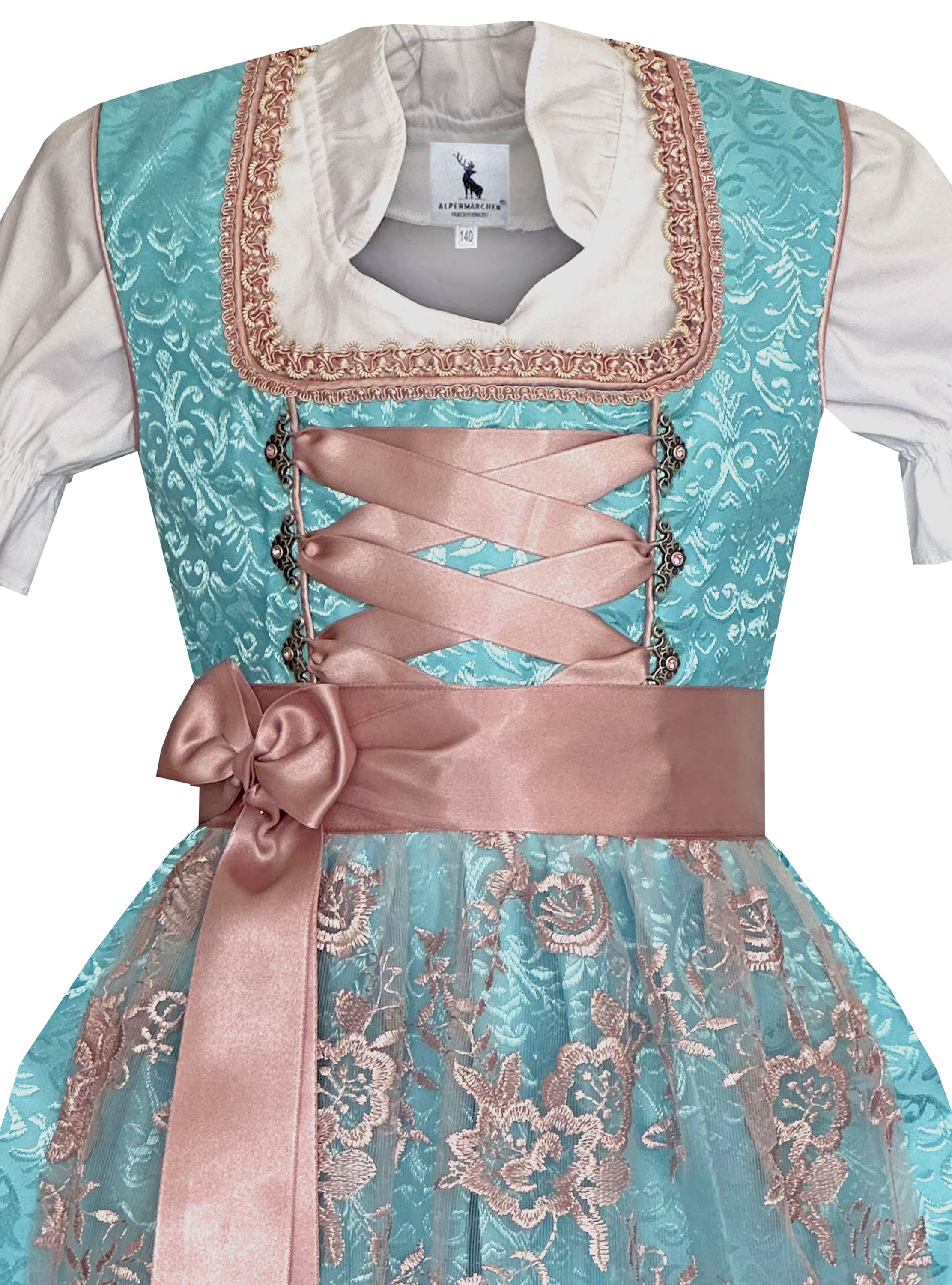Kinderdirndl Elaine in Türkis  - ALM-K761