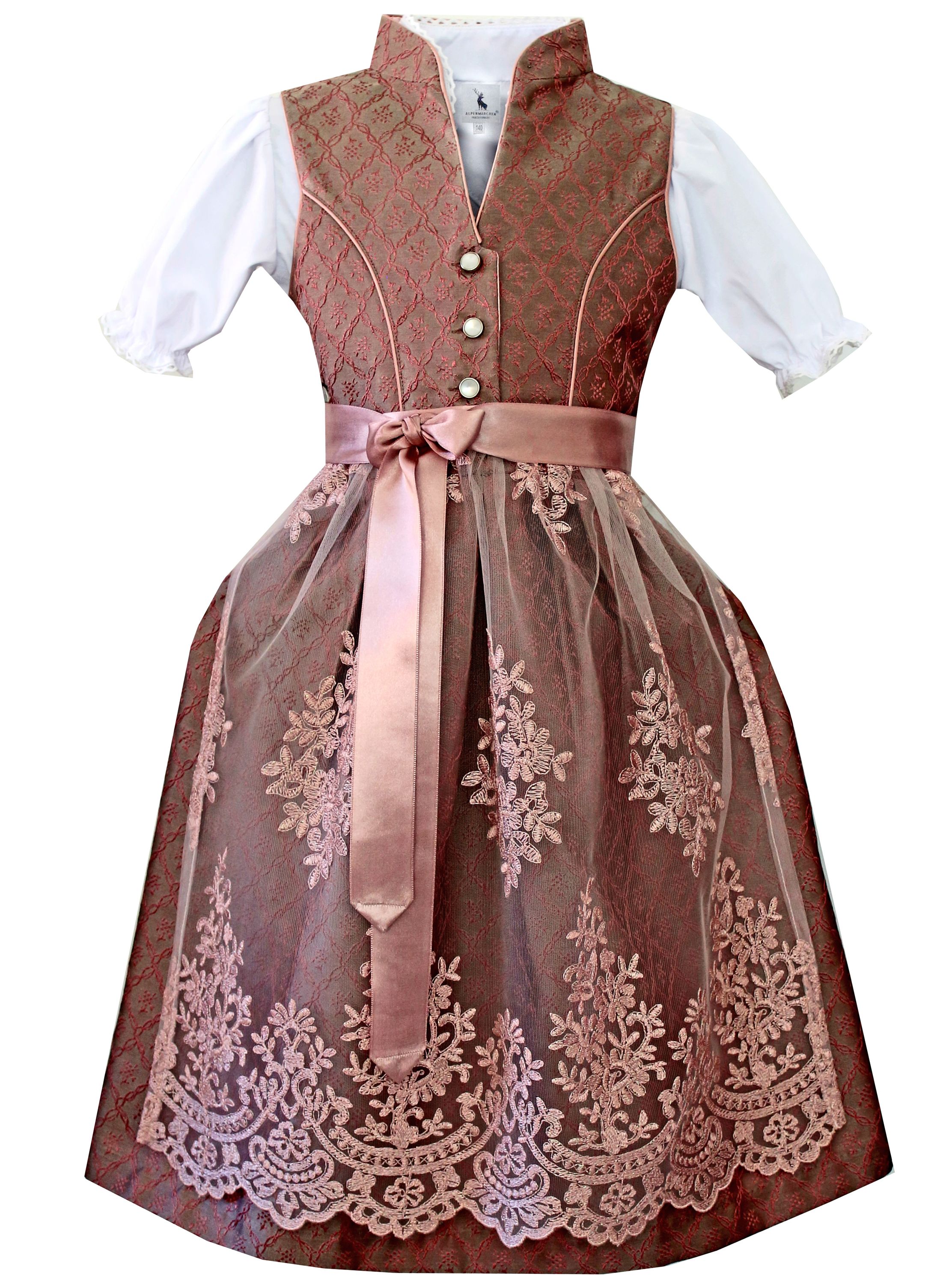Kinderdirndl Nele in dunkelrot - ALM-K969