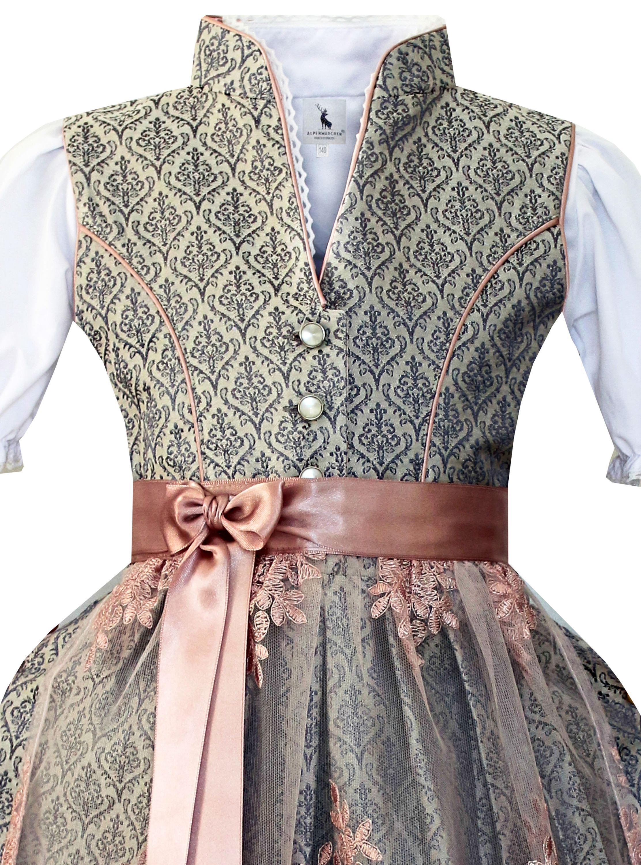 Kinderdirndl Tilda in Grau - ALM-K970