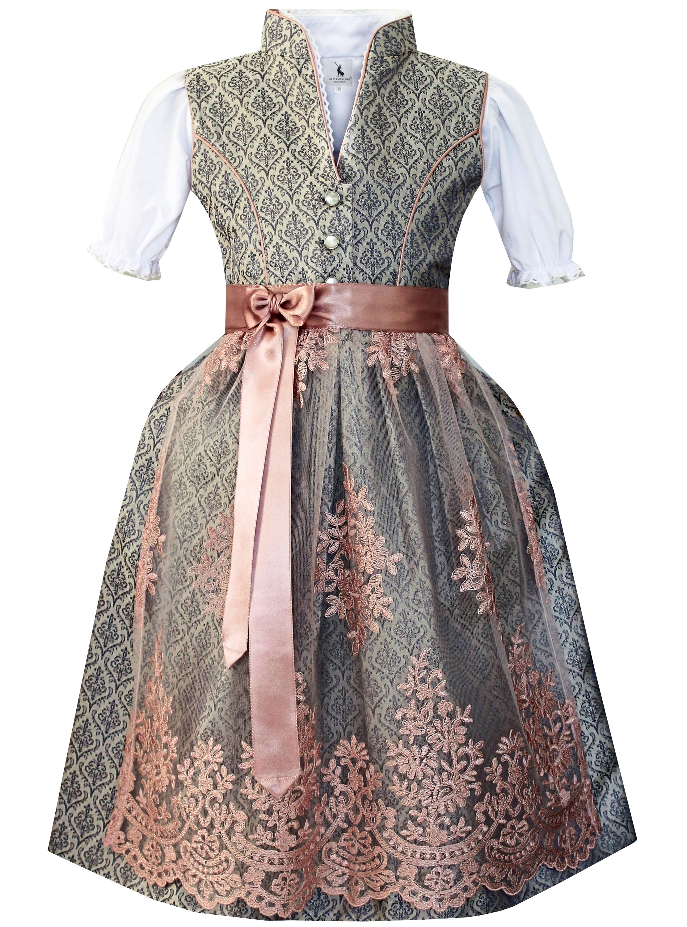 Kinderdirndl Tilda in Grau - ALM-K970