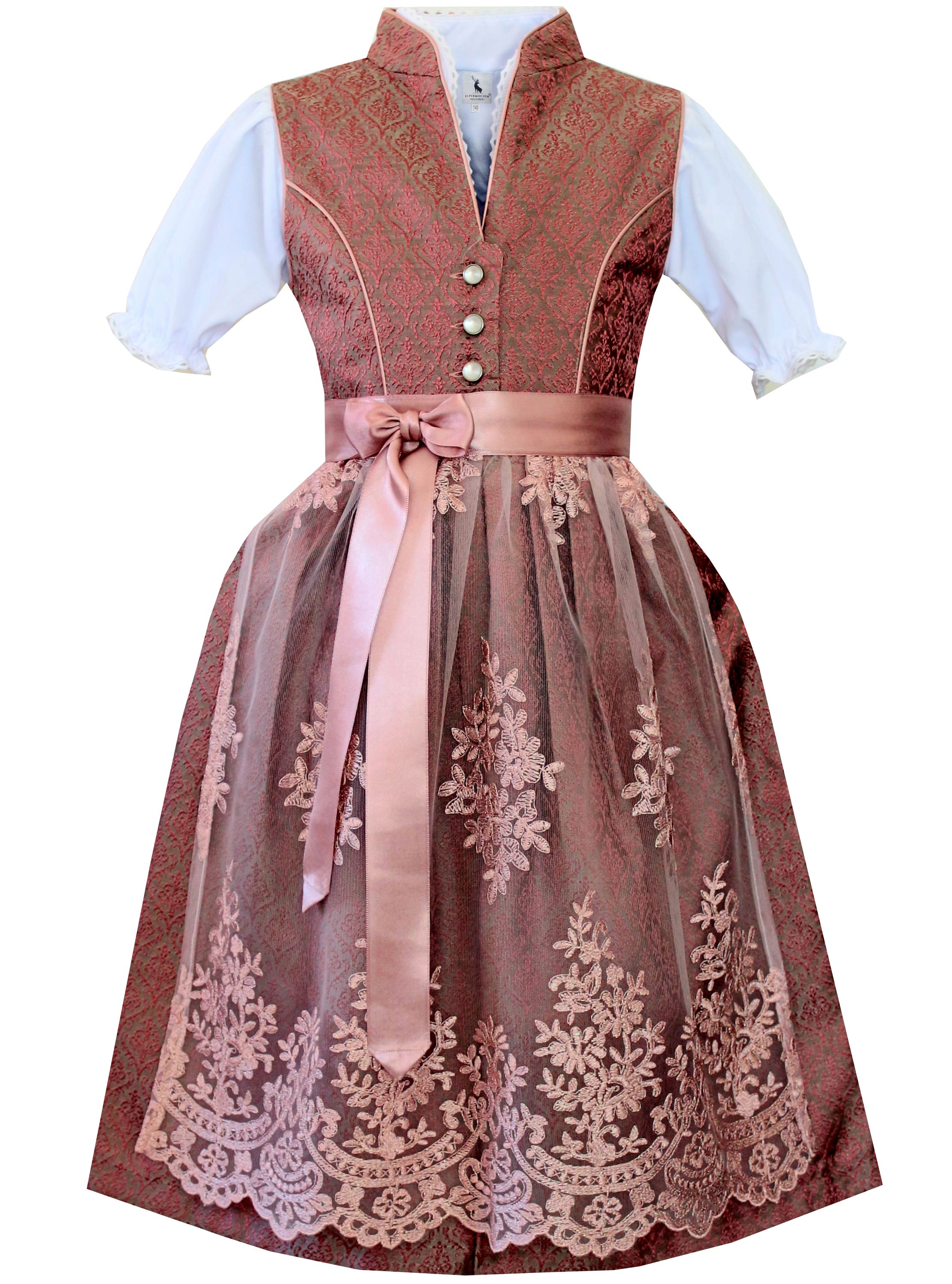 Kinderdirndl Elsa in Dunkelrot - ALM-K977