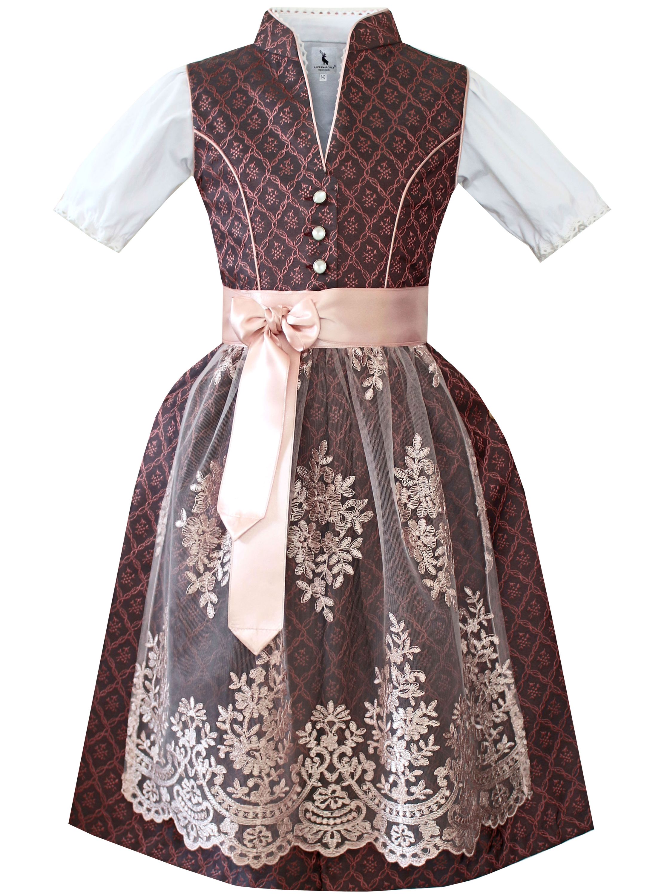 Alpenmärchen Kinderdirndl aus exklusiver Kollektion inkl. Schürze und Bluse - ALM-K955