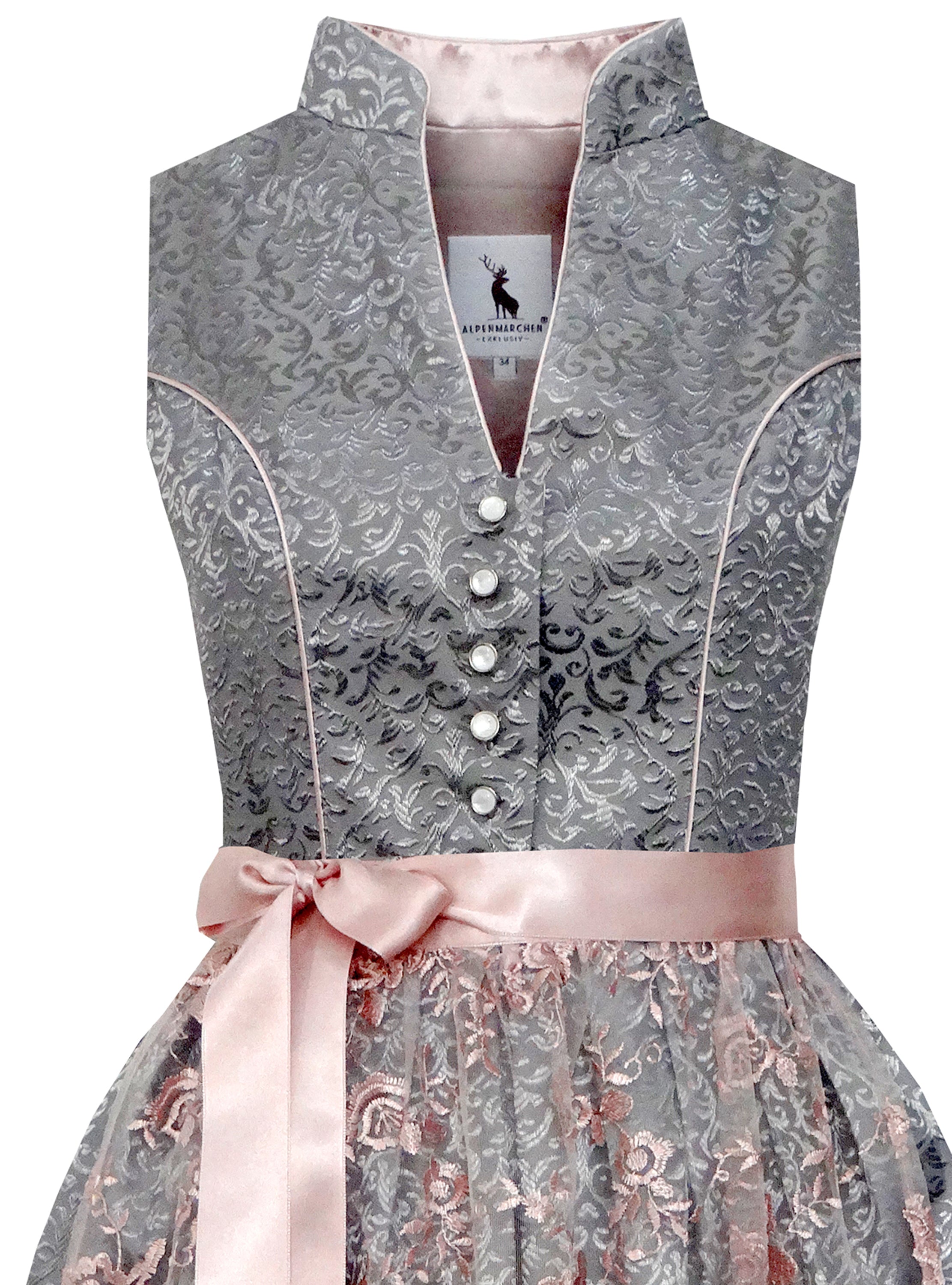 Midi Dirndl Undine in grau - ALM650