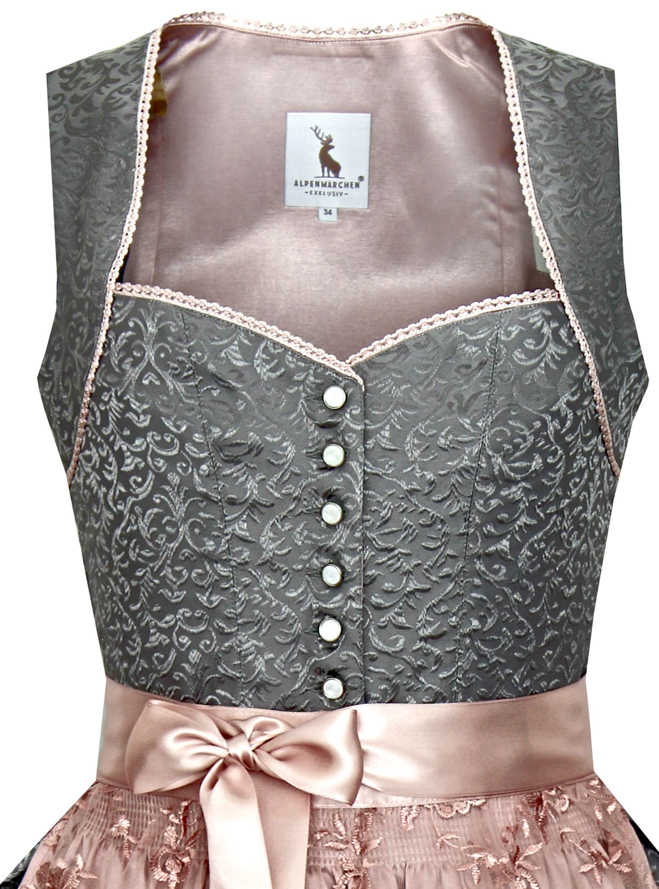 Dirndl Ava in grau und rosa - ALM684