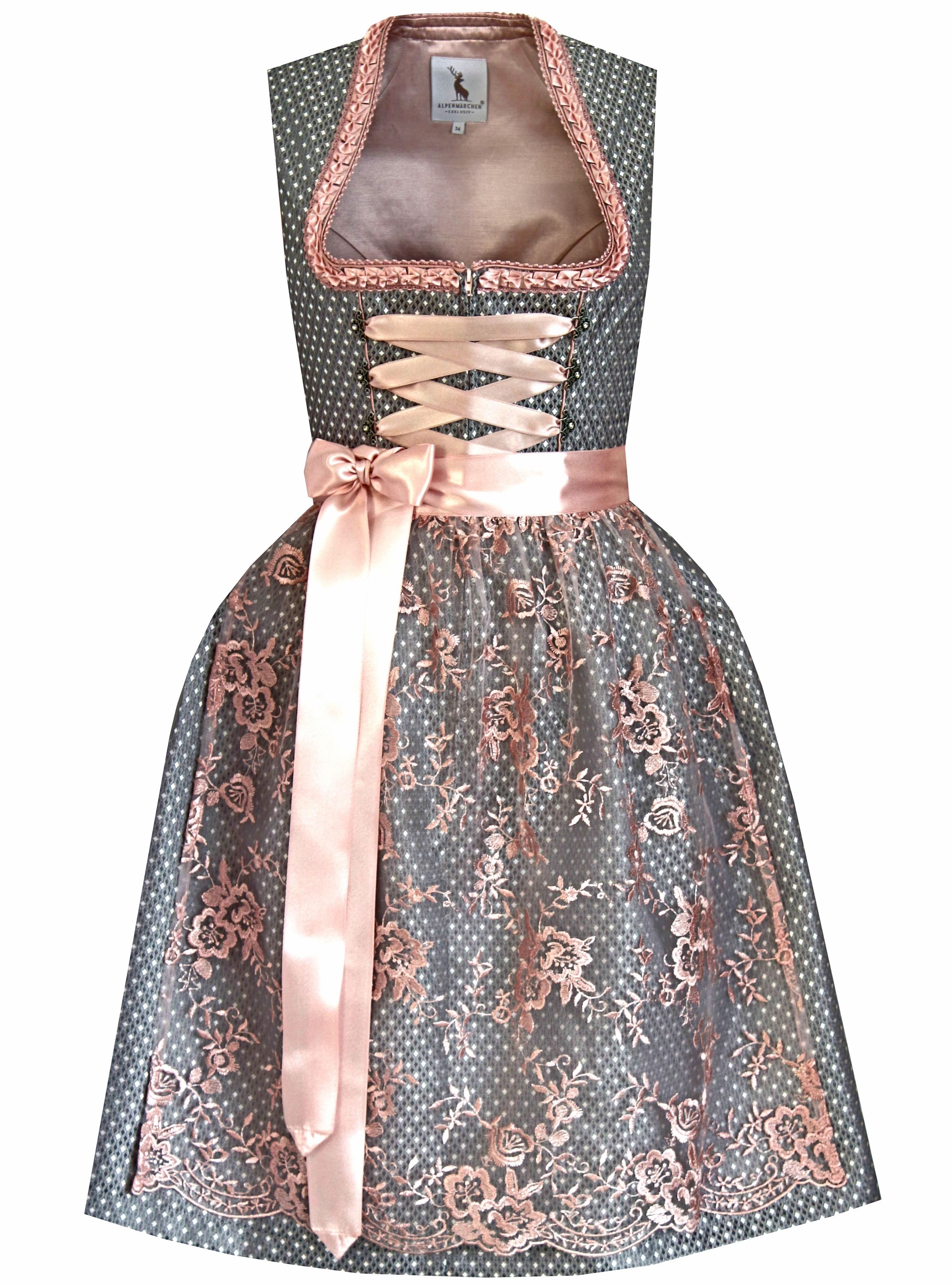 Dirndl Tilda in grau und rosa - ALM789