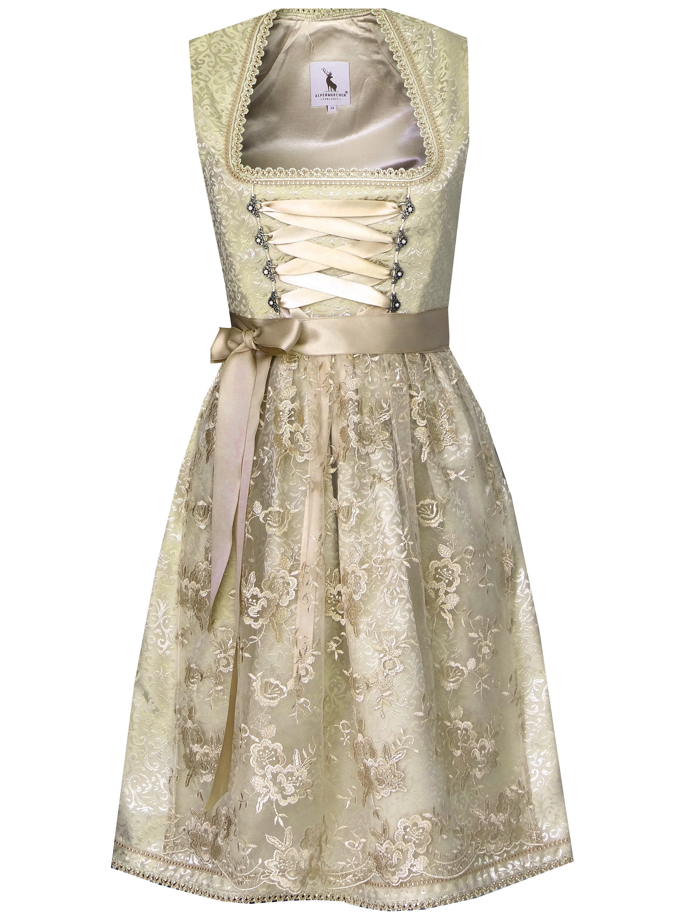Midi Dirndl aus Exklusiver Kollektion inkl. Spitzenschürze Gr.32-50 - ALM792