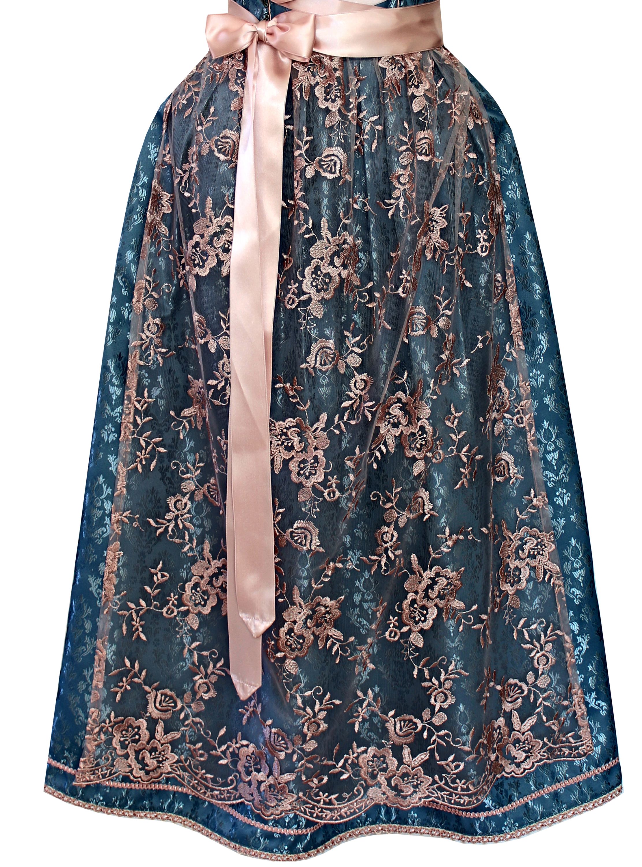 Langes Dirndl Ambra in Blau und Rosa - ALM940