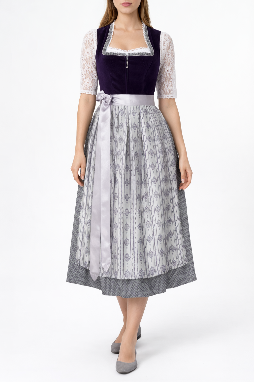 Langes Dirndl Adele in schwarz - ALM1026