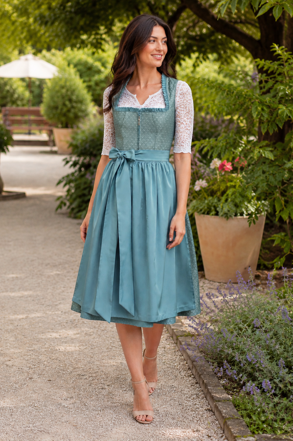 Midi Dirndl Liane in petrol - ALM1040