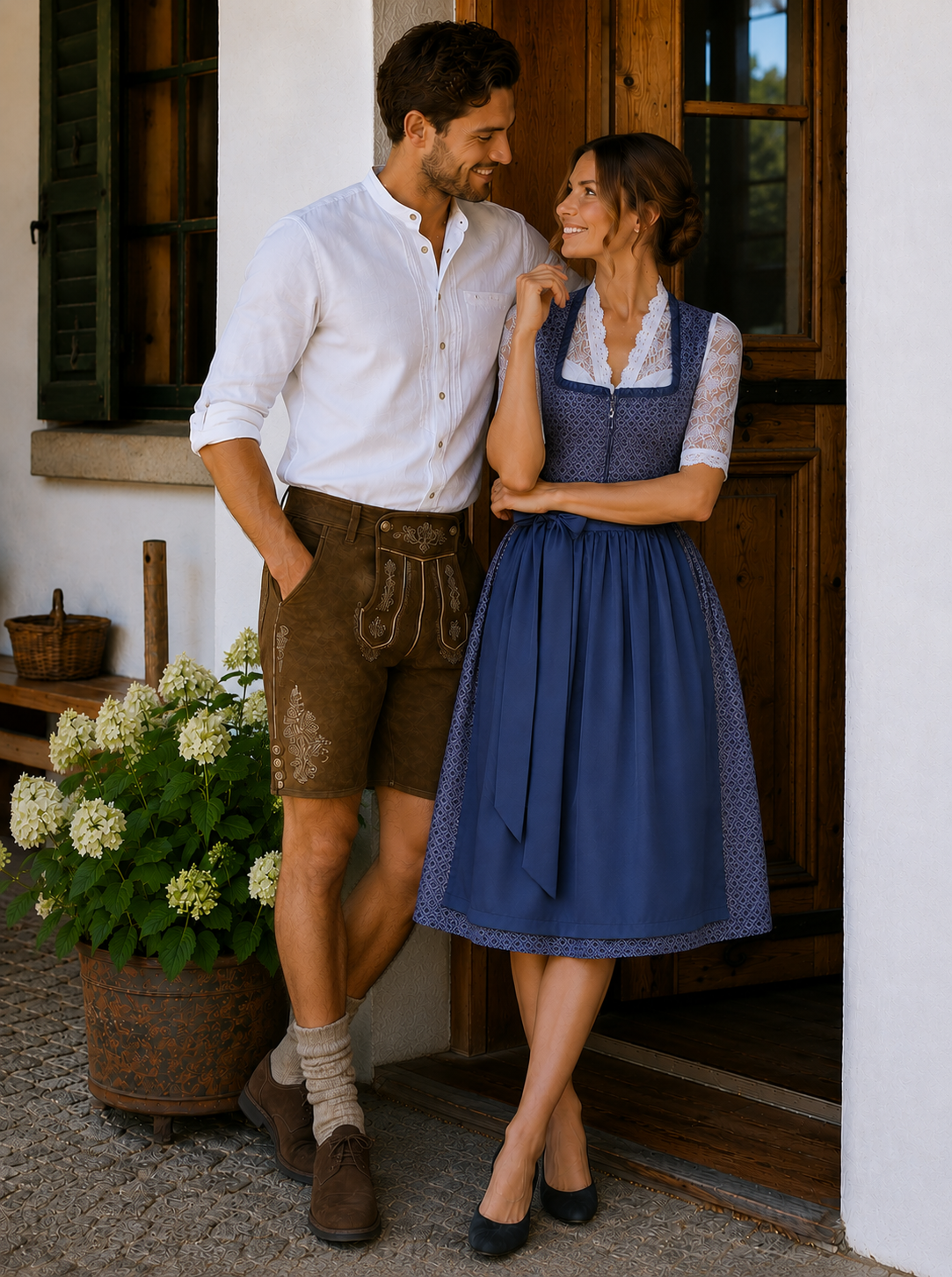 Midi Dirndl Liane in blau - ALM1052