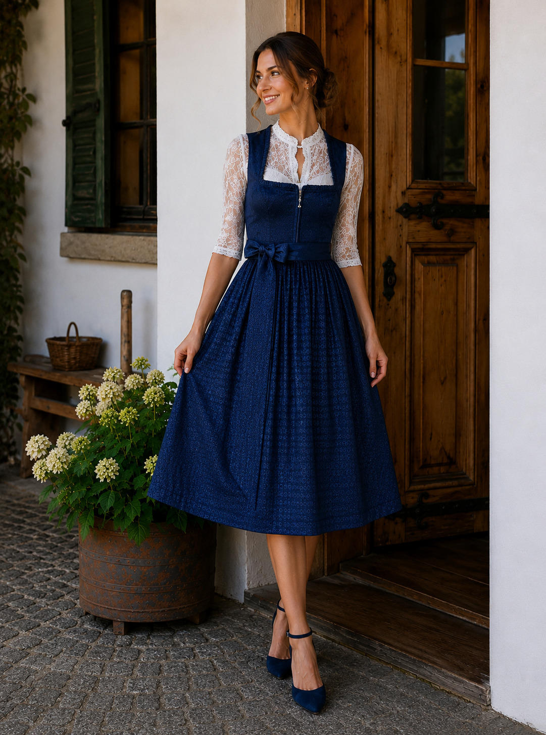 Midi Dirndl Miranda in blau - ALM1063