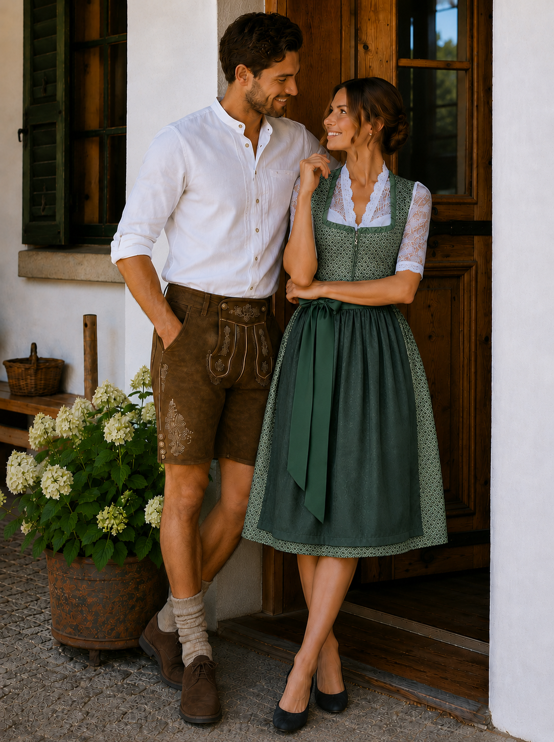 Midi Dirndl Liane in grün - ALM1039