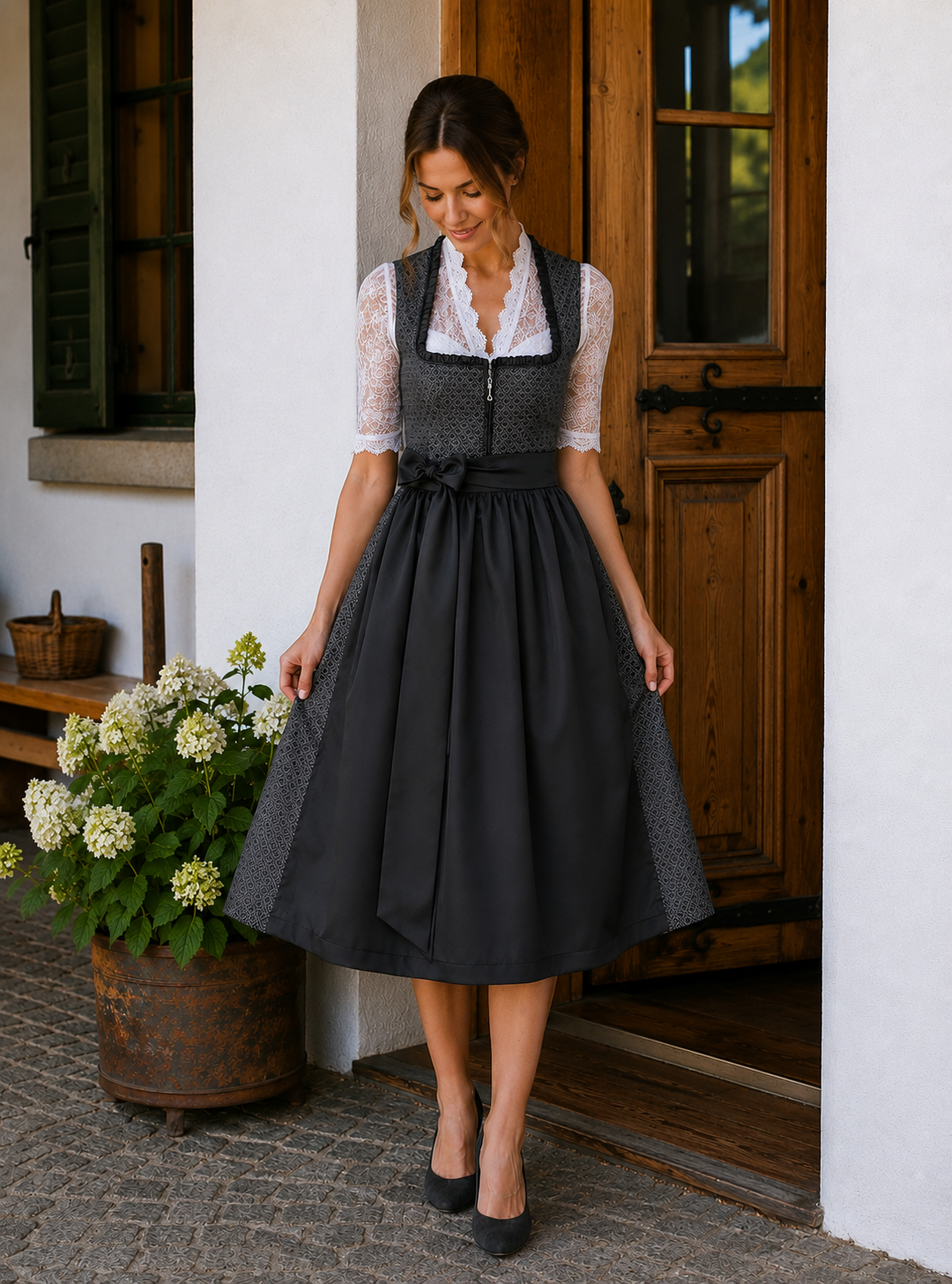 Midi Dirndl Liane in Anthrazit - ALM1058