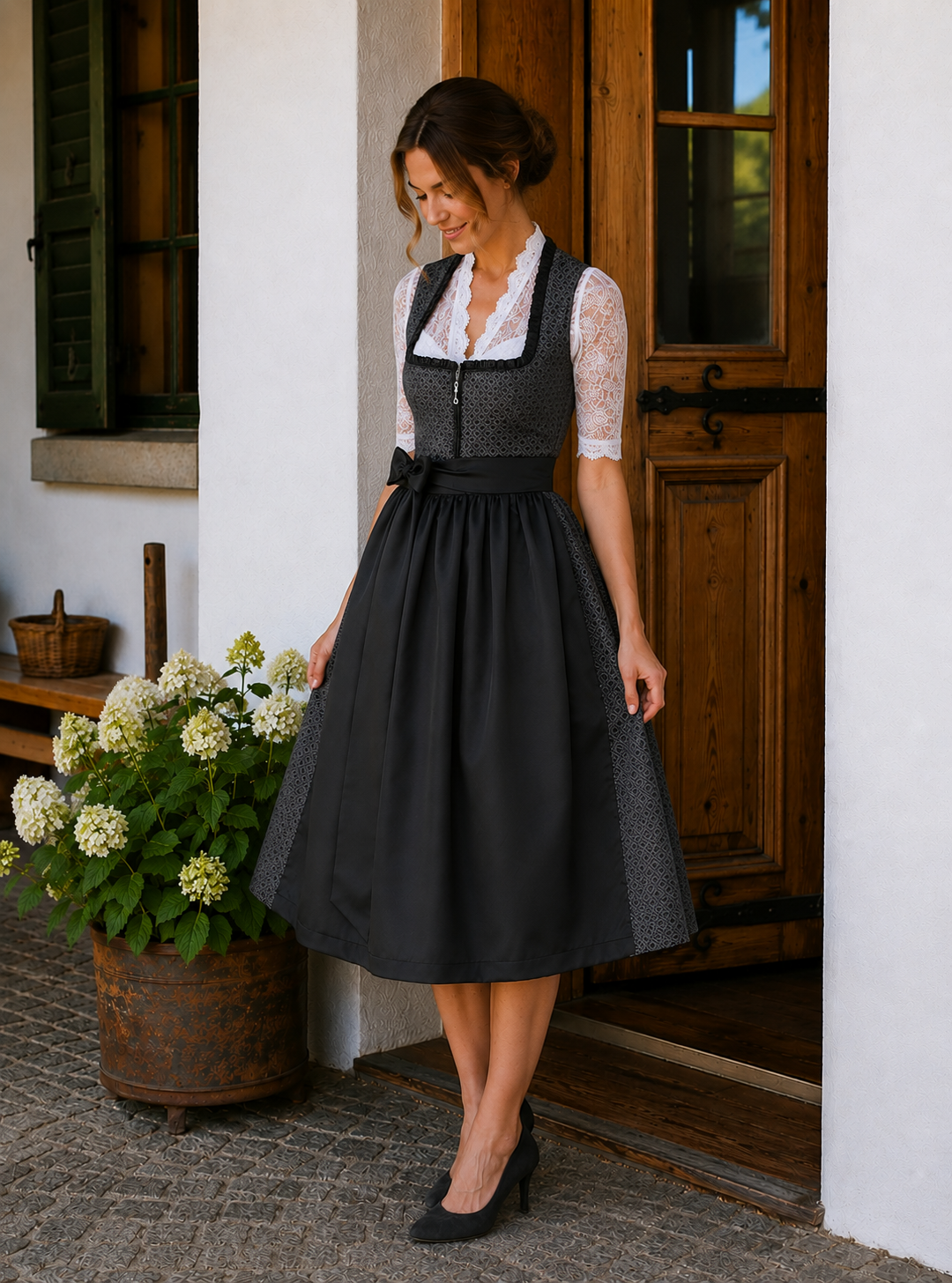 Midi Dirndl Liane in Anthrazit - ALM1058