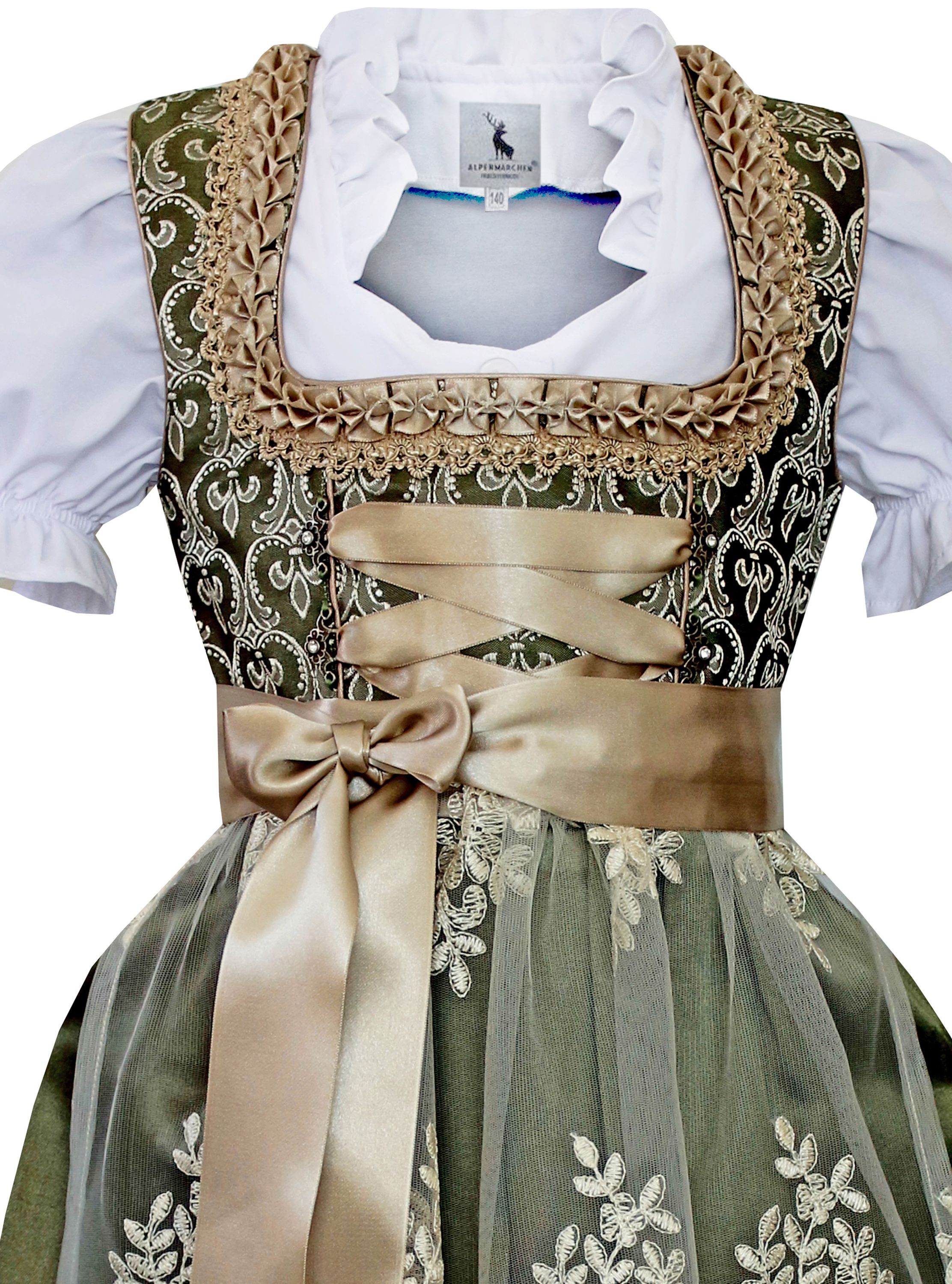 Kinderdirndl Olivia in grün - ALM-K909