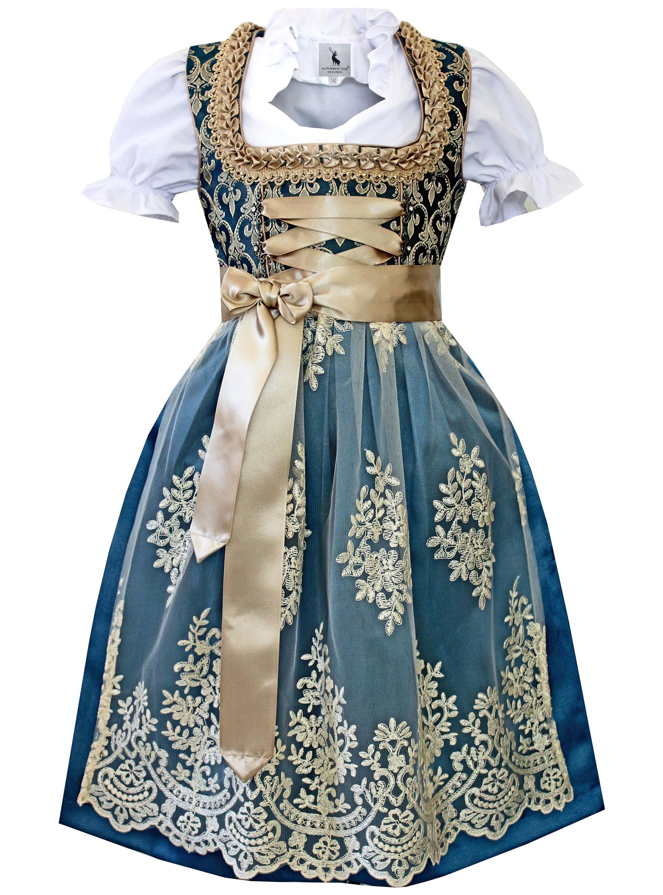 Kinderdirndl Johanna in blau  - ALM-K910